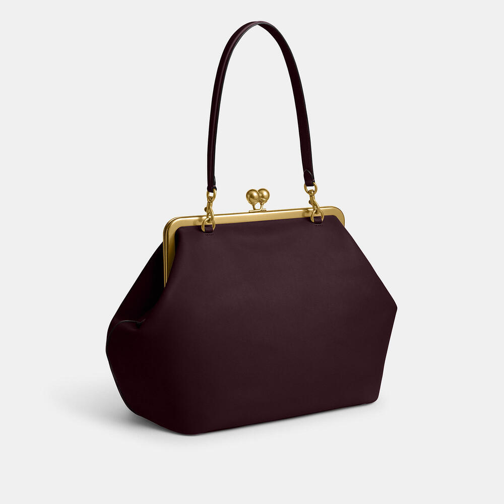 Coach Large Kisslock Frame Bag - Black Currant - Picture 2 of 9